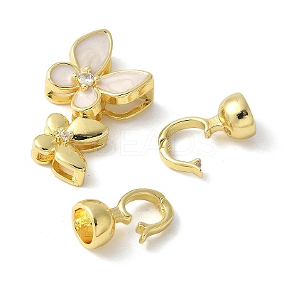 Brass Pave Clear Cubic Zirconia Fold Over Clasps KK-M320-17G-1