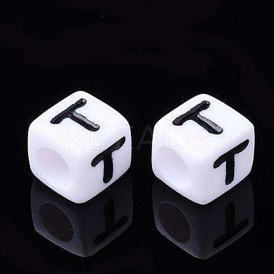 Acrylic Horizontal Hole Letter Beads PL37C9129-T-1