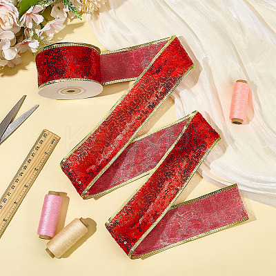 Christmas Theme 10 Yards Polyester Ribbon OCOR-WH0070-238C-1