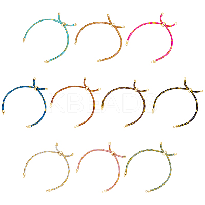 10Pcs 10 Colors Braided Cotton Cord Slider Bracelet Making MAK-UN0001-65-1