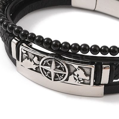 Braided Microfiber Leather Multi-strand Bracelets BJEW-B096-06H-1