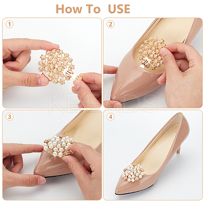 1 Pair Flower ABS Imitation Pearl Detachable Alloy Shoe Buckle Clips DIY-WR0004-08A-1