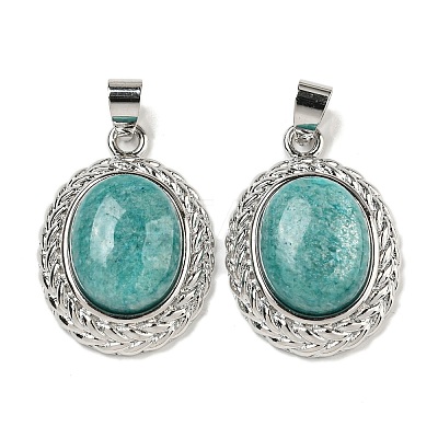 Natural Mixed Stone Oval Pendants G-B079-02P-1