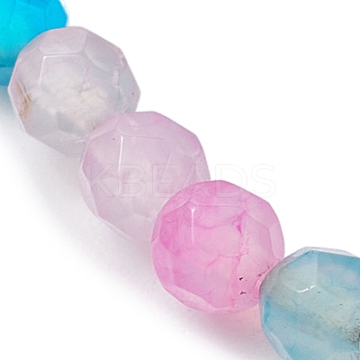 8mm Faceted Round Natural Agate(Dyed & Heated) Beaded Stretch Bracelets BJEW-JB10479-1