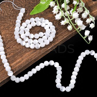 Natural Selenite Beads Strands G-N328-025B-02-1