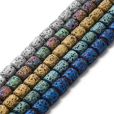 Electroplated Natural Lava Rock Beads Strands G-G984-16-1