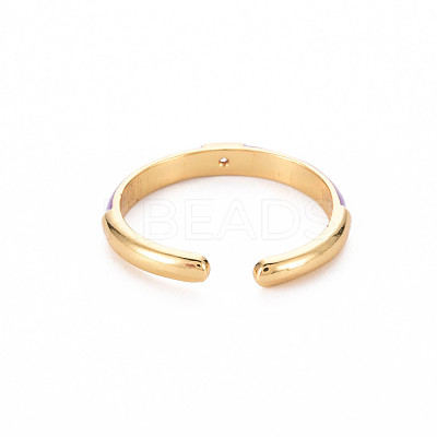 Brass Enamel Cuff Rings RJEW-T016-24C-NF-1