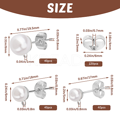 120Pcs 3 Size Iron Stud Earring Findings STAS-SP0001-51P-1