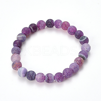 Natural Weathered Agate Beaded Stretch Bracelets X-BJEW-Q692-01D-1