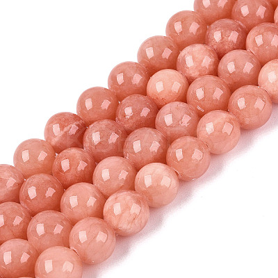 Natural Dyed Yellow Jade Gemstone Bead Strands X-G-R271-8mm-Y31-1
