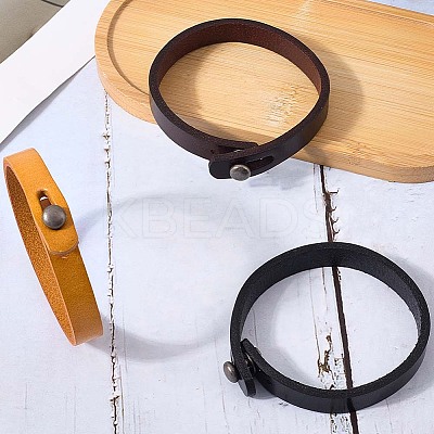 3Pcs 3 Colors Punk Retro Handmade Leather Cord Bracelet for Men BJEW-CL0001-05-1
