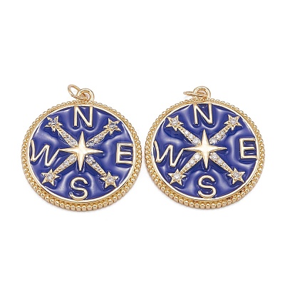 Eco-Friendly Brass Micro Pave Clear Cubic Zirconia Enamel Pendants ZIRC-C024-01G-03-1