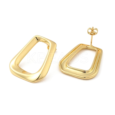 Rack Plating Brass Hollow Trapezoid Stud Earrings for Women EJEW-D068-01G-1