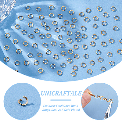 300Pcs 304 Stainless Steel Open Jump Rings STAS-UN0058-56G-01-1