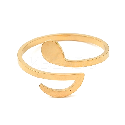 304 Stainless Steel Open Cuff Rings for Women RJEW-N048-05G-1