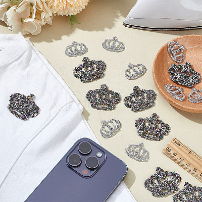 16Pcs 2 Styles Crown Glass/Resin Hotfix Rhinestone PATC-FG0002-38-1