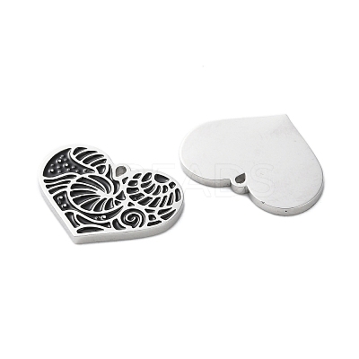 304 Stainless Steel Black Enamel Pendants STAS-M102-67P-1