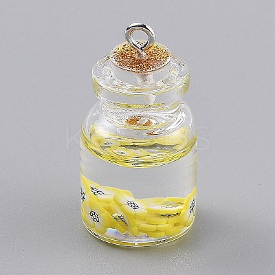 Transparent Glass Wishing Bottle Pendant Decorations EGLA-B002-02A-1