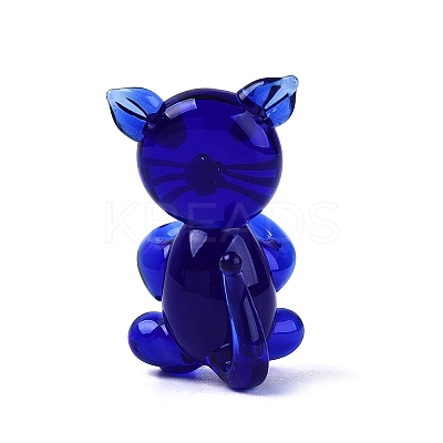 Handmade Lampwork Cat Figurine Display Decorations LAMP-N034-26B-1