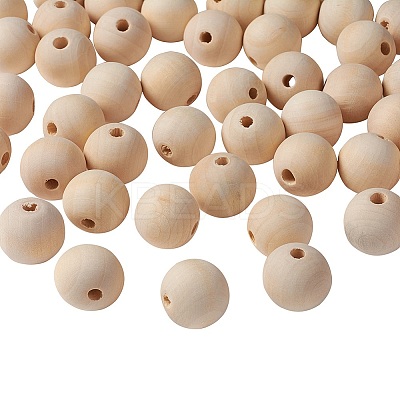 Natural Unfinished Wood Beads LS-WOOD-S651-25mm-LF-1