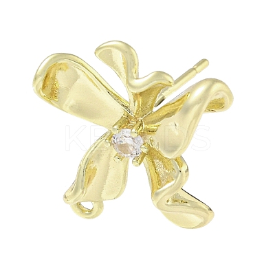 Brass Cubic Zirconia Ear Studs Findings KK-R154-03G-1