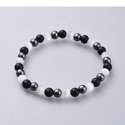 Cat Eye Stretch Bracelets BJEW-JB04591-01-1