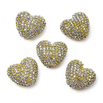 Sparkling Acrylic Heart Beads with Rhinestone Embellishment OACR-NH0001-02B-05-1