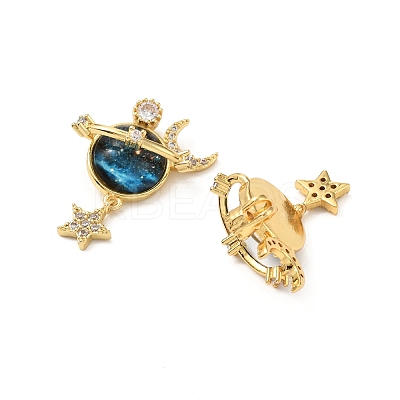 Brass Micro Pave Cubic Zirconia with Glass Pendants KK-G533-20G-1