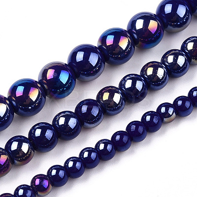 Electroplate Opaque Glass Beads Strands GLAA-T032-P6mm-AB03-1