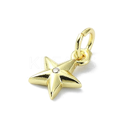 Brass Micro Pave Clear Cubic Zirconia Charms KK-H475-59G-09-1