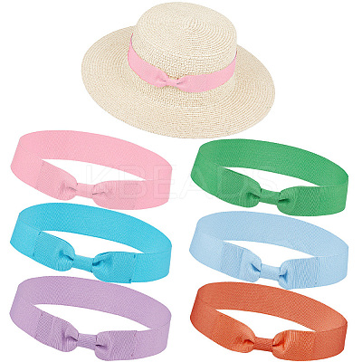 6Pcs 6 Colors Bowknot Polyester Hat Belt FIND-CP0001-75-1