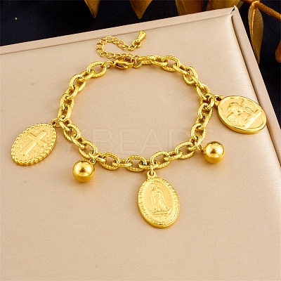 304 Stainless Steel Charm Bracelets Bracelets for Women BJEW-A046-01G-1