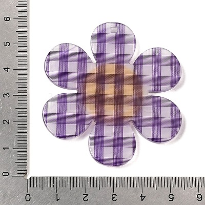 Tartan Pattern Acrylic Big Pendants OACR-B008-B01-1
