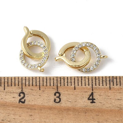 Brass Micro Pave Clear Cubic Zirconia Fold Over Clasps KK-D324-04G-1