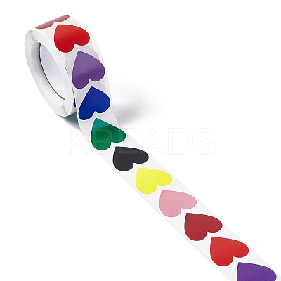 8 Colors Paper Heart Sticker Rolls STIC-E001-06-1