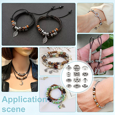 360Pcs 12 Styles Tibetan Style Alloy Spacer Beads FIND-PH0023-79AS-1