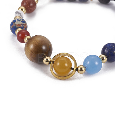 Natural Mixed Stone Braided Beads Bracelets BJEW-JB04141-1