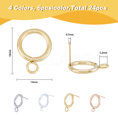 24Pcs 4 Colors 304 Stainless Steel Stud Earring Findings STAS-FH0001-64-1