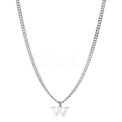 1Pc 304 Stainless Steel Letter Pendant Necklaces NJEW-LP0001-33W-P-1