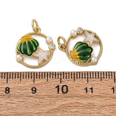 Brass Pave Cubic Zirconia & ABS Imitation Pearl Pendants KK-S525-05G-1