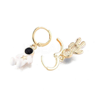 Enamel Spaceman Dangle Leverback Earrings EJEW-N012-100-1