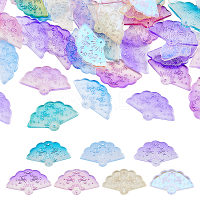 70Pcs 7 Colors Transparent Spray Painted Glass Pendants GLAA-DC0001-19-1