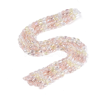 Electroplate Imitation Jade & Opaque & Transparent Glass Beads Strands EGLA-Q135-6x8MM-01D-1