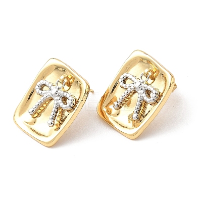Two Tone 304 Stainless Steel Stud Earrings EJEW-B156-17G-1