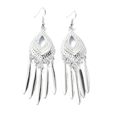 Silver Alloy Chandelier Earrings EJEW-D092-02B-S-1