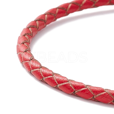 Braided Leather Cord Bracelet for Women BJEW-C009-01A-1