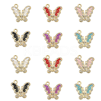 12Pcs 6 Colors Golden Alloy with Rhinestone Pendant FIND-CJ0001-79-1