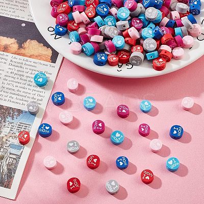 6 Strands 6 Colors Handmade Polymer Clay Bead Strands CLAY-NB0001-71-1
