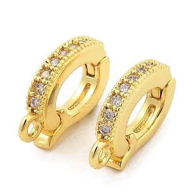 Brass with Cubic Zirconia Clip-on Earring Findings KK-Q782-05G-1
