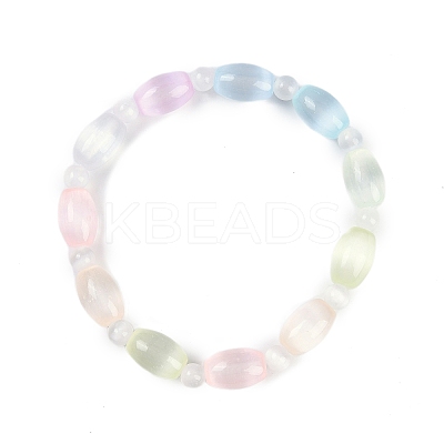 Natural Selenite Beaded Stretch Bracelets for Women BJEW-F481-01A-1